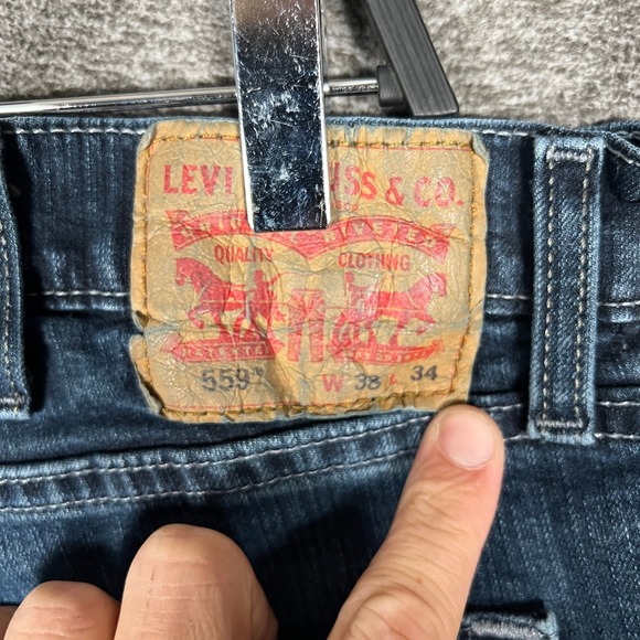 Levis 559 Relaxed Straight Mens Jeans W38 L34 Blue Denim Pants - Picture 6 of 8